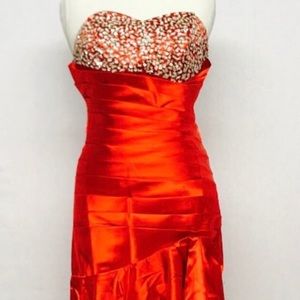 Flash Sale! Red and rhinestone satin prom dress